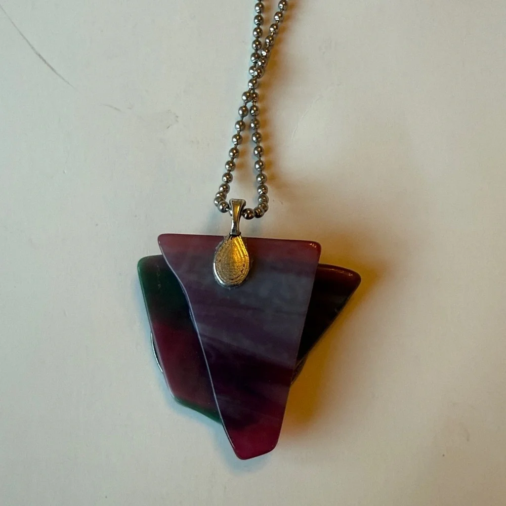 Handmade Pink and Silver Layered Pendant Necklace